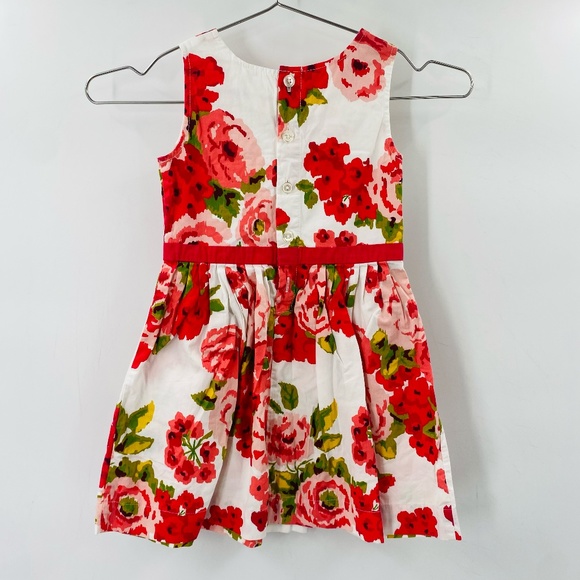 Mini Boden Sleeveless Floral Dress White Red Size 2-3 - Picture 6 of 6